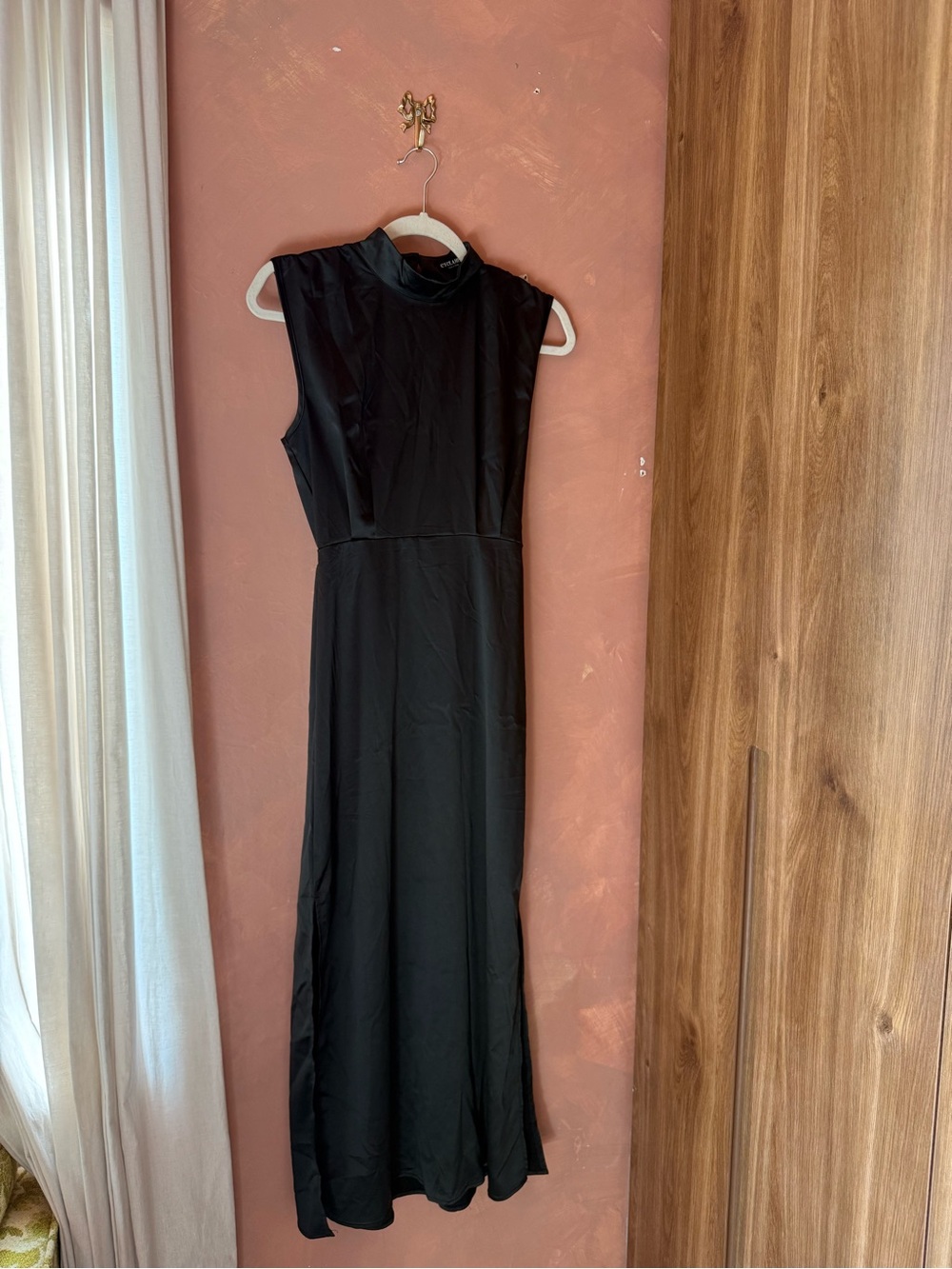 Sleeveless High-Neck Black Maxi Dress by